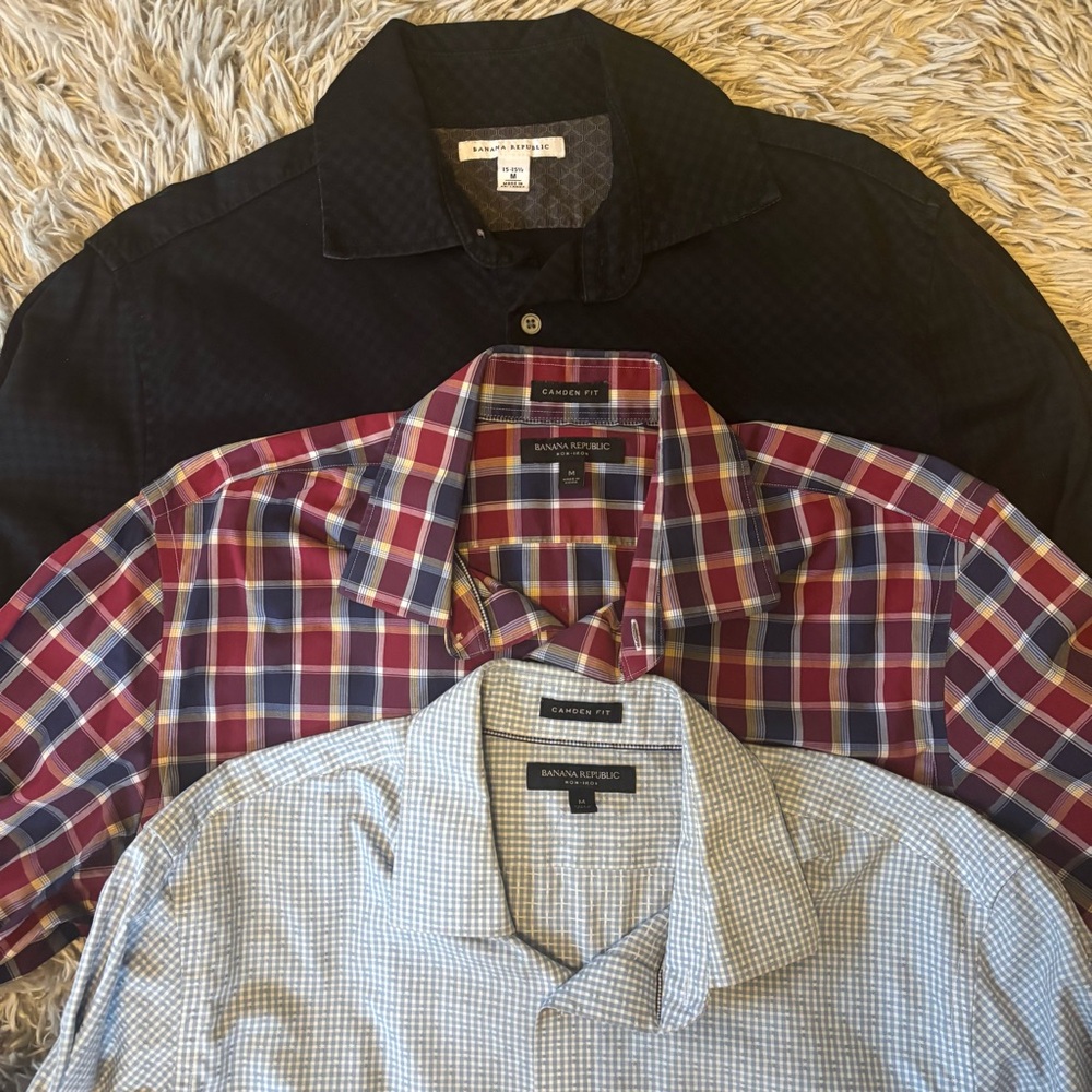 Bundle Set of 3 Banana Republic Men’s Long Sleeve Button Down medium Camden fit